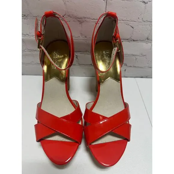 Michael Kors Red Patent Platform Heels Size 7.5 - Picture 12 of 12